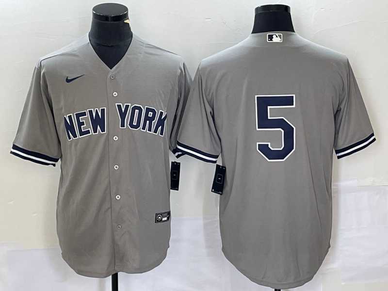 Mens New York Yankees #5 Joe DiMaggio Grey Cool Base Stitched Baseball Jersey->new york yankees->MLB Jersey